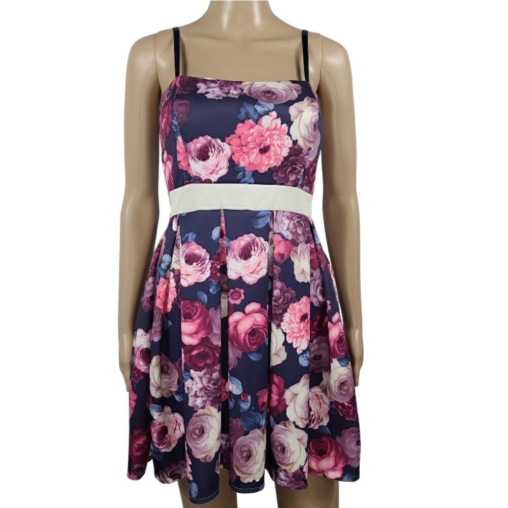 Forever21 Blue and Pink Floral Rosebud Mini Dress